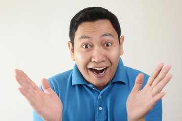 Fototapeta premium Asian Man Shocked with Mouth Open