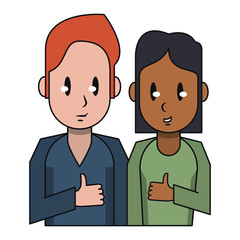 Naklejka premium Young couple cartoon profile isolated