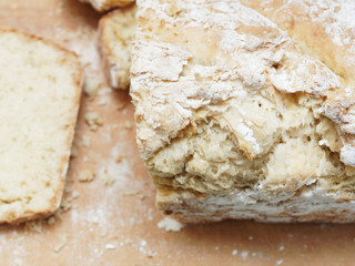 Homemade unleavened bread. Sliced bread. Rustic still life.