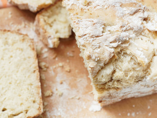 Homemade unleavened bread. Sliced bread. Rustic still life.
