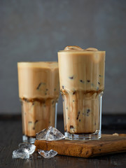 glass of iced coffee latte