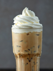 iced coffee latte with whipped cream