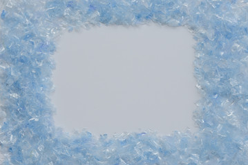 Bottle flake,PET bottle flake,Plastic bottle crushed,Small pieces of cut blue plastic bottles frame...