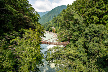 Fototapeta na wymiar Suspension bridge made from vines in Iya, Tokushima prefecture, Japan