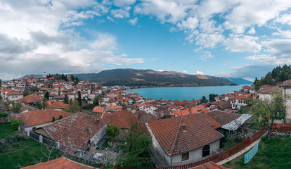 Fototapeta na wymiar View of Ohrid Lake and town