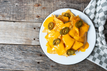 Mexican nachos with real cheese and jalapenos pepper