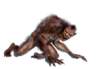 lycan monster is crawling in a white background © DM7
