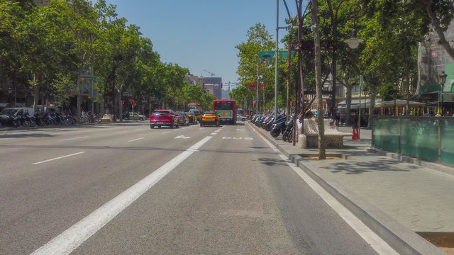 Street of Barcelona on summer day. CataloniaSpain.