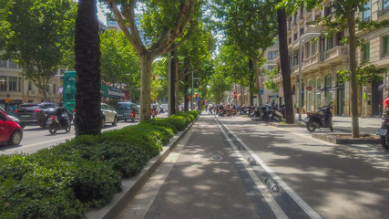 Fototapeta premium Street of Barcelona on summer day. CataloniaSpain.