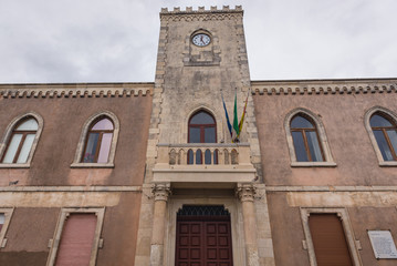 City Hall of Aci Castello town on Sicily Island, Italy