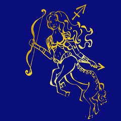 illustration - a beautiful image with the sign of the zodiac - Sagittarius.