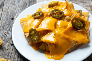 Mexican nachos with real cheese and jalapenos pepper