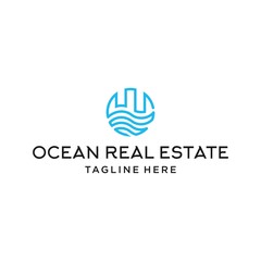 ocean real estate property logo line art illustration vector graphic download