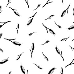 Black and white spring seamless pattern