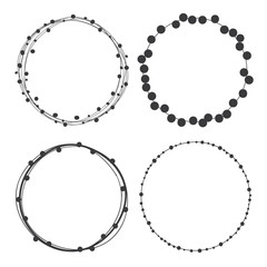 Hand Drawn Set of Delicate Frames. Round Frames with Dots.
