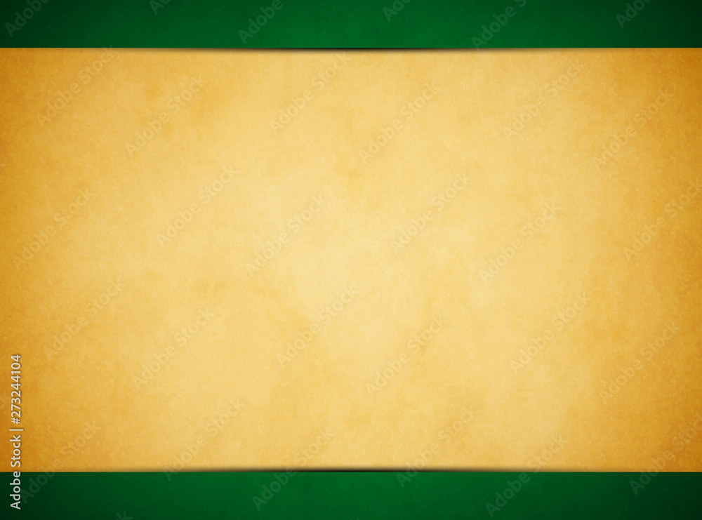 Wall mural an tan parchment texture background with set under a rich green textured header and footer.
