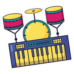 synthesizer drums music colorful background