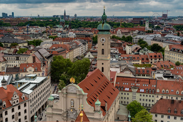 Fototapeta na wymiar General aerial view of Munich from a tower