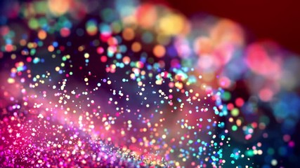 multicolored particles like confetti or spangles float in a viscous liquid and glitter in the light with depth of field. 3d abstract animation of particles in 4k. luma matte as the alpha channel. 49 - Powered by Adobe