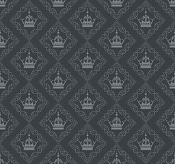 Dark wallpaper background, floral seamless pattern, vector image