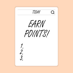 Handwriting text writing Earn Points. Conceptual photo collecting scores in order qualify to win big prize Search Bar with Magnifying Glass Icon photo on Blank Vertical White Screen