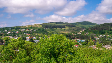 Naklejka na ściany i meble Panorama of Surami town in Shida Kartli region, travel to Georgia.