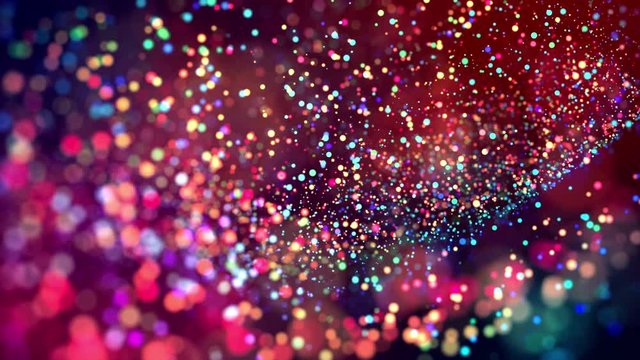 multicolored particles like confetti or spangles float in a viscous liquid and glitter in the light with depth of field. 3d abstract animation of particles in 4k. luma matte as the alpha channel. 53