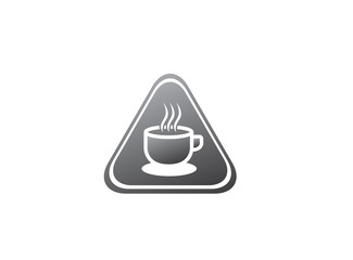 Big hot cup of cafe warm caffee logo design illustration