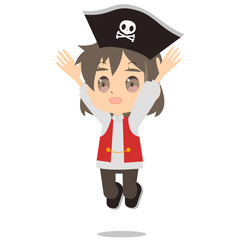 ハロウィンで海賊の仮装をする女の子