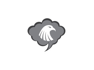 Eagle head inside a chat ion for logo design illustration, falcon symbol