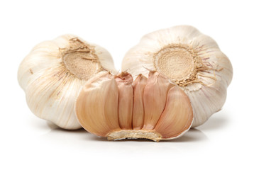 fresh garlic isolated on white background 