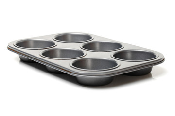 Metal cake mold over on white background 