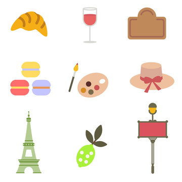 French pattern flat illustration on white