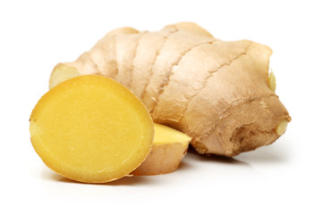 fresh ginger on white background 