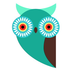 Colorful owl flat illustration on white