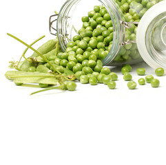 Fresh peas isolated on white background 
