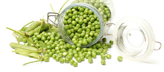 Fresh peas isolated on white background 
