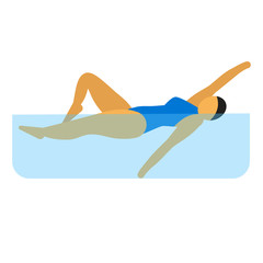 Swimming woman flat illustration design