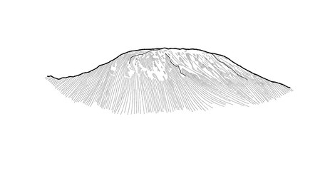 Kilimanjaro, North East Tanzania, Africa:  Landmark Vector Illustration Hand Drawn Cartoon Art