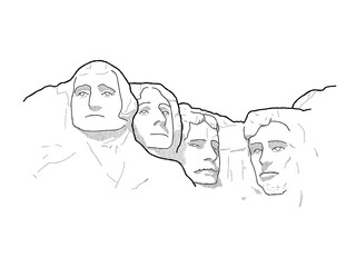 Mount Rushmore, Keystone, South Dakota, United States: Landmark Vector Illustration Hand Drawn Cartoon Art