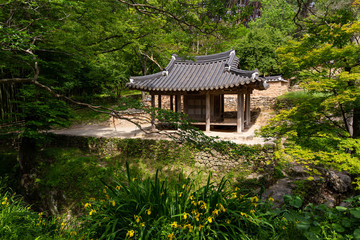 A landscape view of a shelter in the garden of the Joseon Dynasty, Damyang south korea.