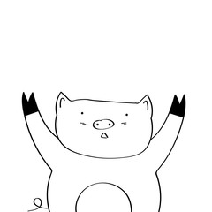 The pig is happy. Children's illustration