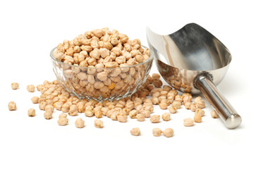 chickpeas on a white background 