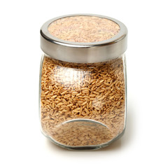 Oat grains on a white background 