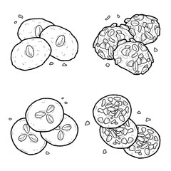 Almond Cookie Vector Illustration Hand Drawn Dessert Cartoon Art