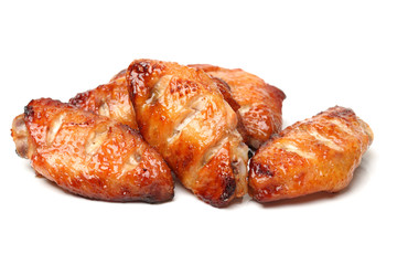 grill chicken wings on white background 