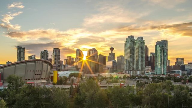 Calgary Time Lapse of Sunset and Skyline 4K Timelapse Canada