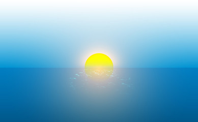 Sunset on the lake, vector landscape background.  vector illustration