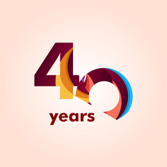 40 Year Anniversary Elegant Number Vector Template Design Illustration