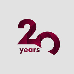 20 Year Anniversary Elegant Number Vector Template Design Illustration